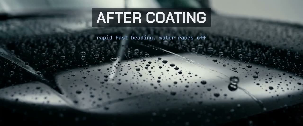 Water beading and rolling off ceramic coated black paint